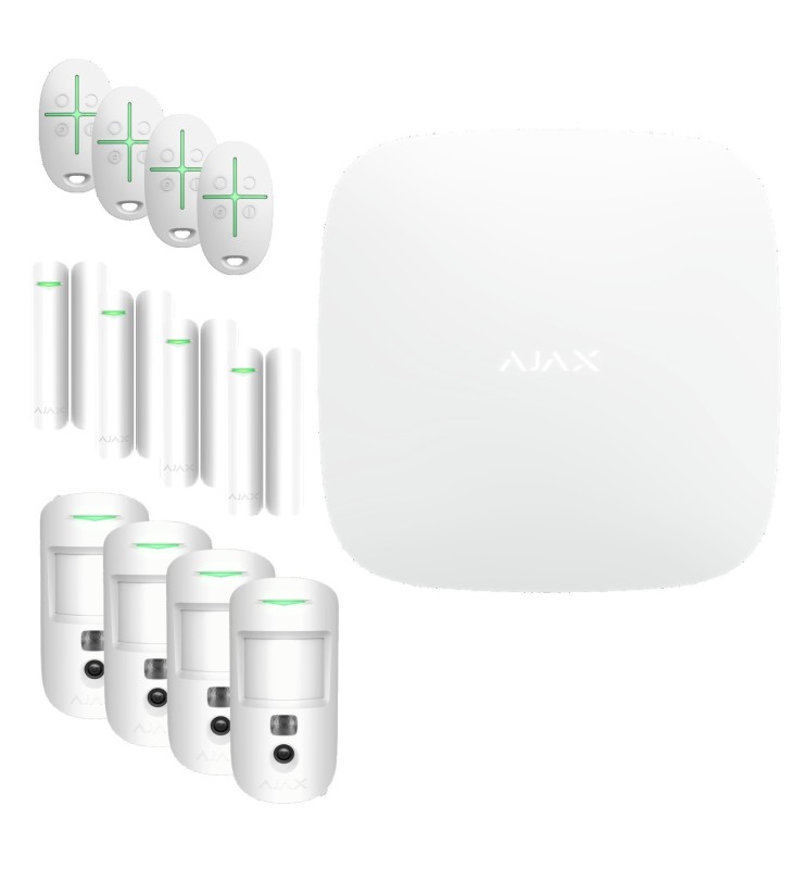 Ajax Kit Hub 2 Plus 4 Motioncam 4 Doorprotect 4 Spacecontrol Bianco Ajax Kit Hub 2 Plus 4 Motioncam 4 Doorprotect 4 Spacecontrol Bianco