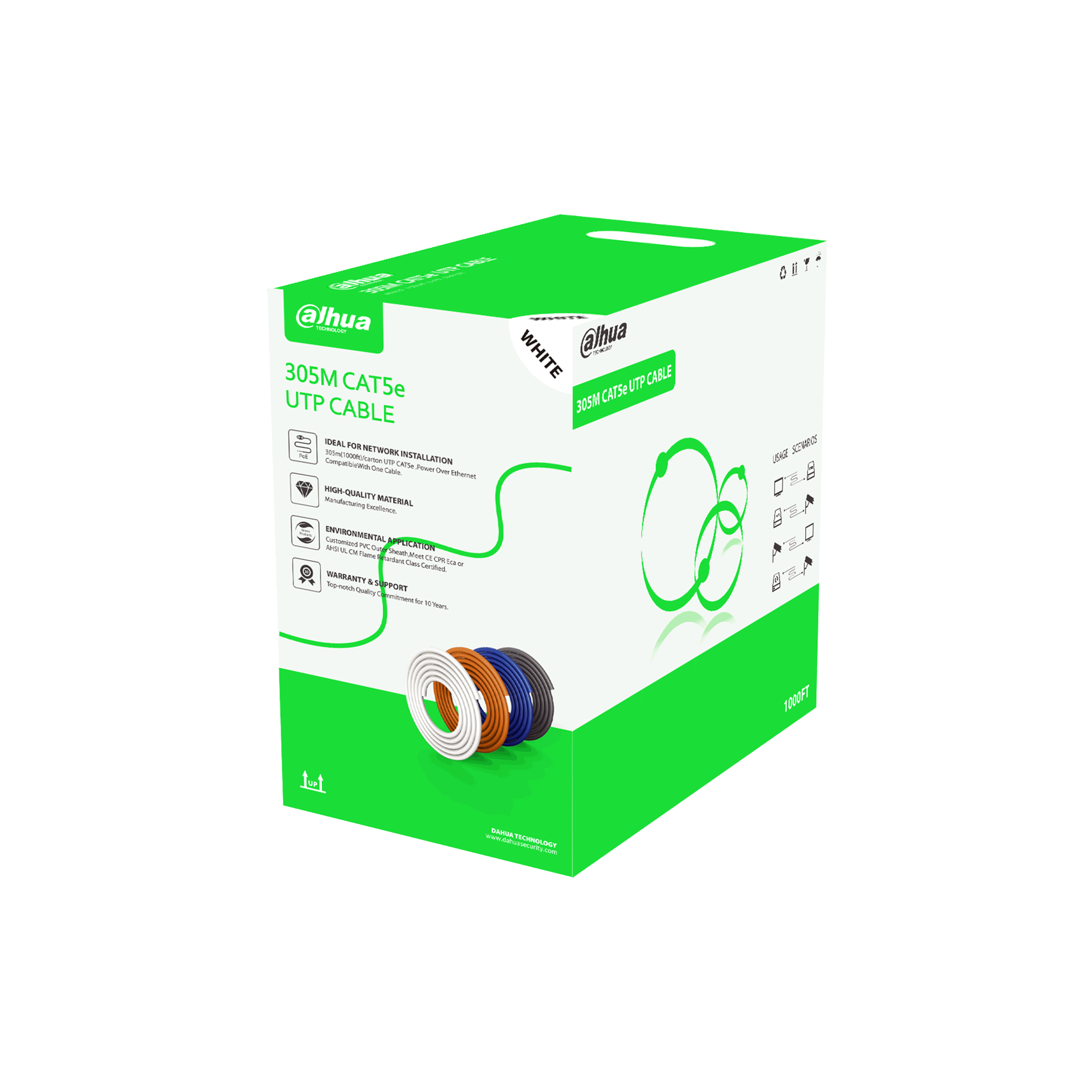 Dahua 305m Cat5E CCA, White Bianco