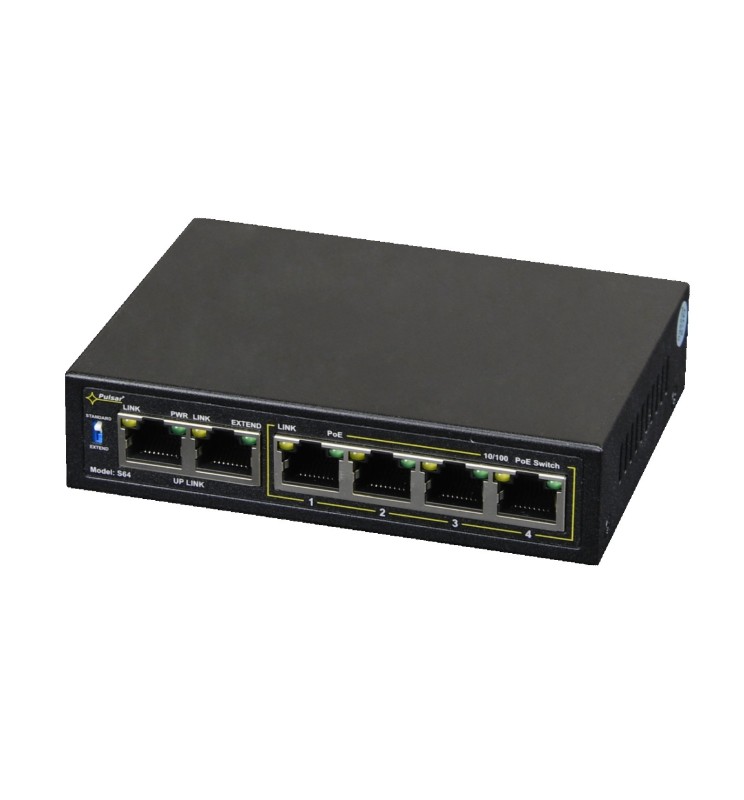 Pulsar Switch 4 Porte PoE 48W 10 100 Mb + 2xUPLINK S64 Pulsar Switch 4 Porte PoE 48W 10 100 Mb + 2xUPLINK S64