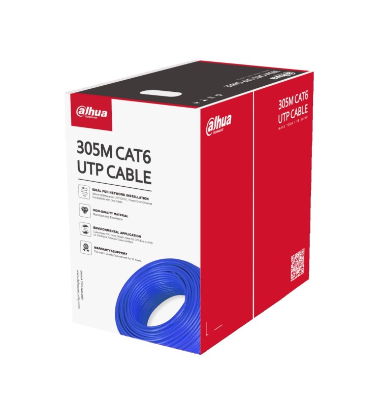 Dahua Cavo Lan 305m UTP CAT6 CCA 23AWG Pvc Blu PFM922I-6UN-C Dahua Cavo Lan 305m UTP CAT6 CCA 23AWG Pvc Blu PFM922I-6UN-C
