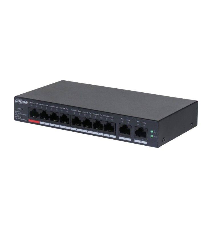 Dahua Cloud Managed Desktop Gigabit Switch 8Porte PoE + 2 CS4010-8GT-110 Dahua Cloud Managed Desktop Gigabit Switch 8Porte PoE + 2 CS4010-8GT-110
