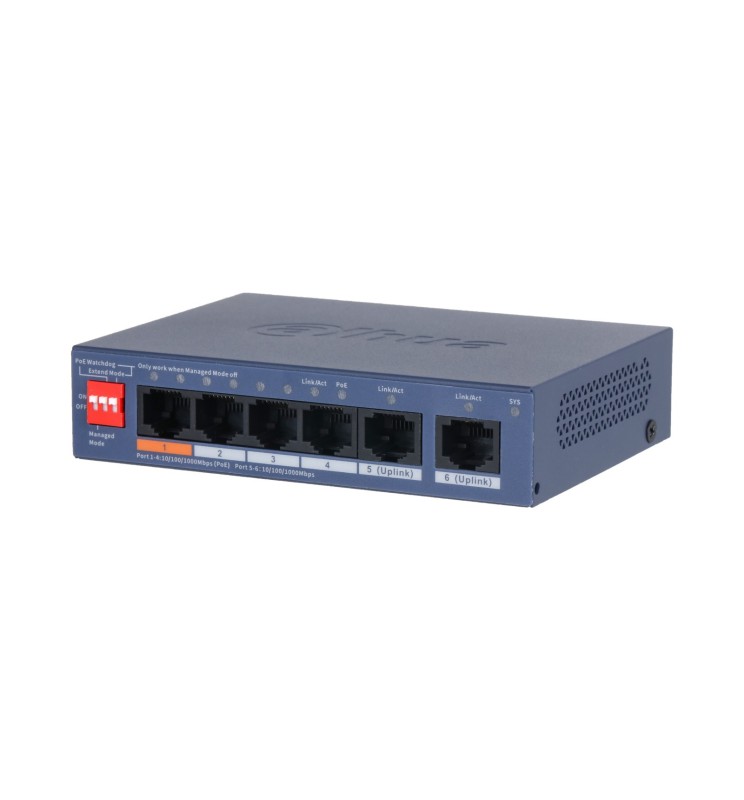 Dahua Cloud Managed Desktop Gigabit Switch 4 Porte Poe + 2 CS4006-4GT-60 Dahua Cloud Managed Desktop Gigabit Switch 4 Porte Poe + 2 CS4006-4GT-60