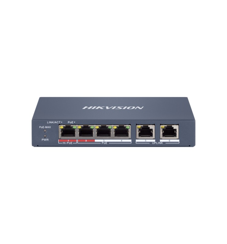 Hikvision 4 Porte Fast Ethernet Smart POE Switch DS-3E1106HP-EI