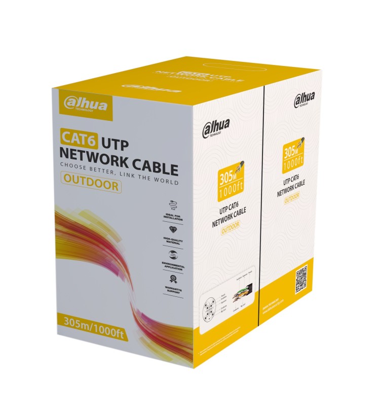 Dahua 305m Matassa Cavo Lan Cat6 PE Esterno U/UTP Nero PFM920-6UN