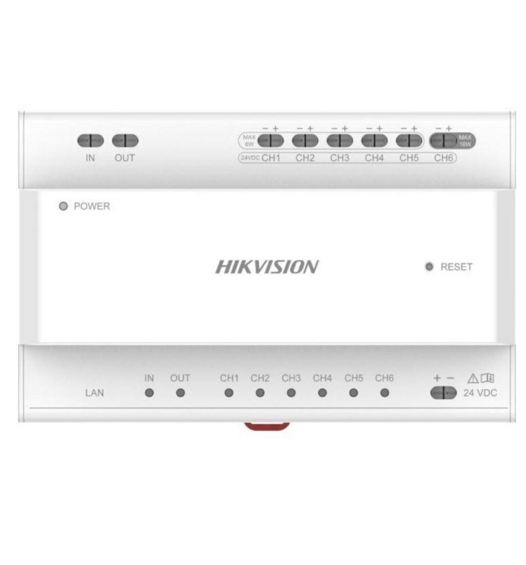 Hikvision DS-KAD706Y-P Distributore 2 Fili IP per Videocitofono 6 Porte DIN Rail 24V